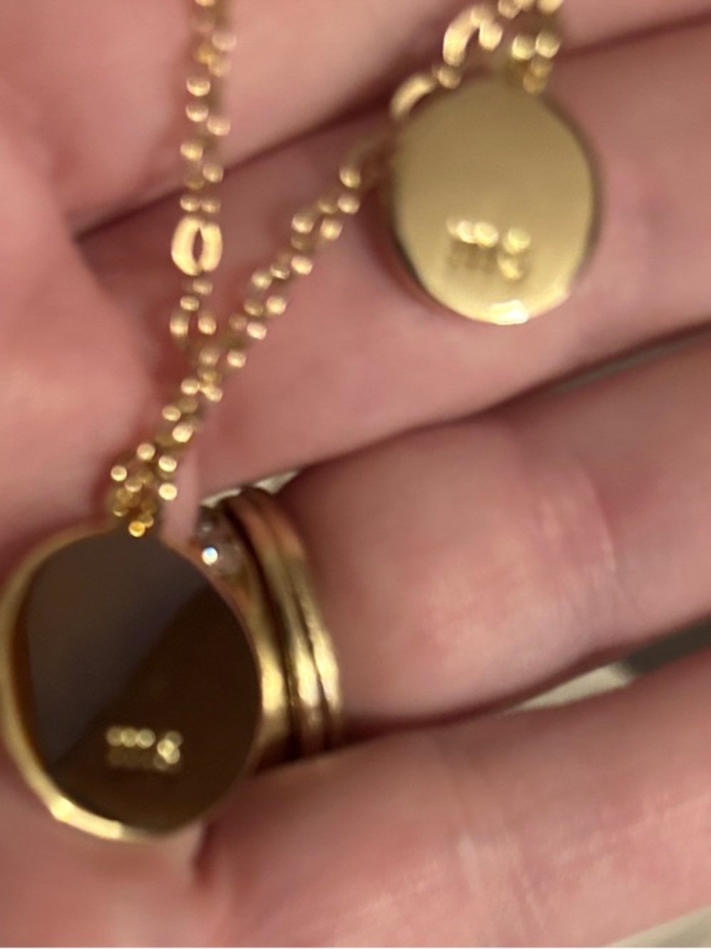 Double Chain Necklace with Two Gorgeous Enamel Charms with Gold Finish - Picture 8 of 9